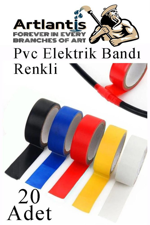 Renkli Elektrik Bandı 20 Adet Pvc İzolo Bant Elektrikçi Bandı Su Geçirmez Isıya Dayanıklı Yalıtım Bandı