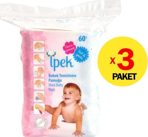 Maxi 60'lı 3 Paket Bebek Temizleme Pamuğu