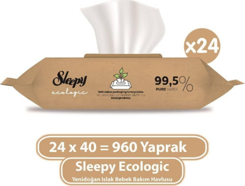 Ecologic Yenidoğan Islak Bebek Bakım Havlusu 24x40 (960 Yaprak)