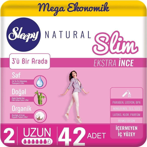 Natural Slim Ekstra İnce Uzun 42 Ped