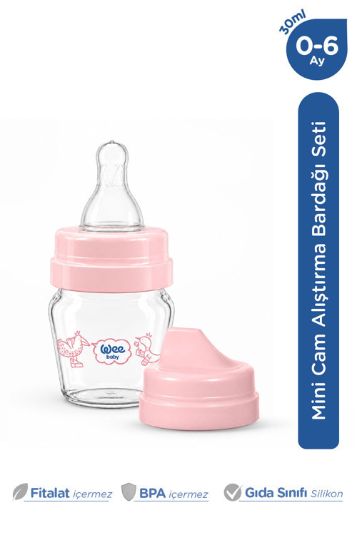 Mini Cam Alıştırma Bardağı Seti 30 Ml - Pembe
