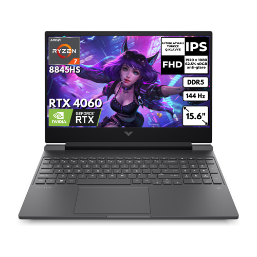 Victus 15-FB2003NT Ryzen 7 8845HS 32 GB 1 TBSSD 8GB RTX4060 15.6" 144Hz FHD Windows 11 Home Gaming Laptop A05NGEAAT43
