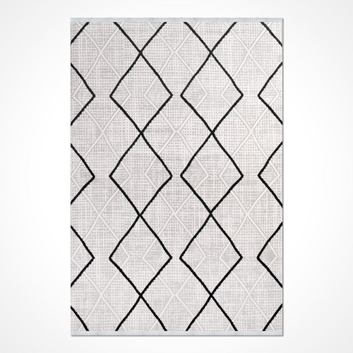 Lilith Gri Geometrik Etnik Modern Desenli Akrilik Hav Vermeyen Leke Tutmayan Kolay Temizlenen Yumuşak Makine Salon Yolluk Mutfak Halı