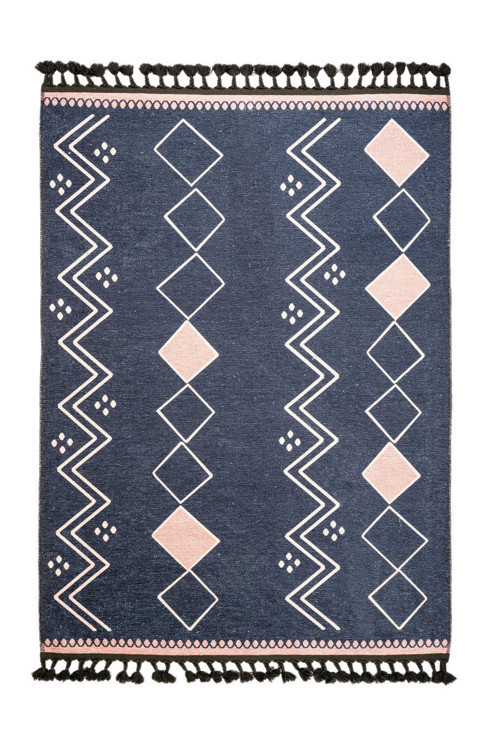 Helmond Geometrik Antrasit Polyester Dikdörtgen Modern Desenli Pamuk Makinada Yıkanabilir Hav Toz Vermez Leke Tutmayan Kaymaz Taban Dijital Makine Baskı Salon Yolluk Mutfak Halı