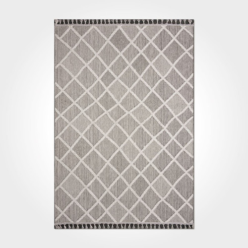 Zahra Gri Geometrik Etnik Modern Desenli Hav Vermeyen Leke Tutmayan Kolay Temizlenen Yumuşak Makine Salon Yolluk Mutfak Halı