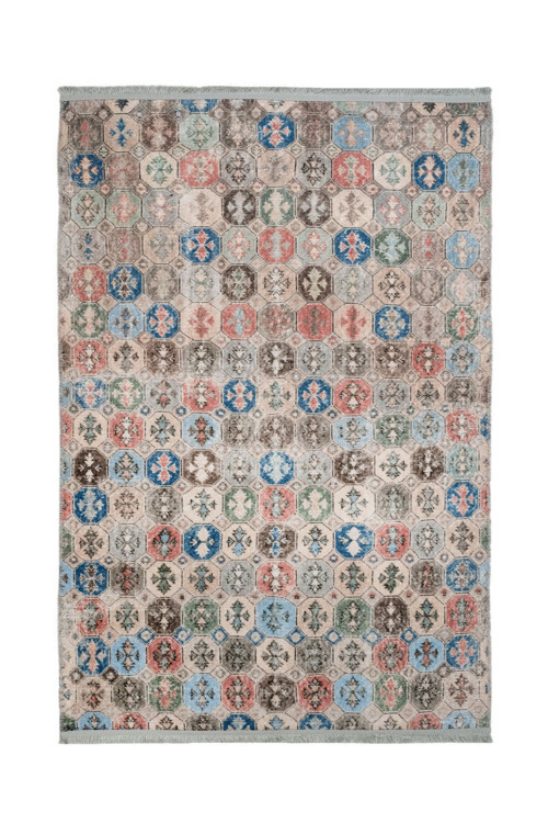 Brda Patchwork Gri Pamuk Dikdörtgen Modern Desenli Pamuk Makinada Yıkanabilir Hav Toz Vermez Leke Tutmayan Kaymaz Taban Dijital Makine Baskı Salon Yolluk Mutfak Halı