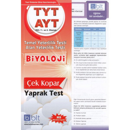 Bulut Eğitim Yayınları Tyt-Ayt Biyoloji Yaprak Test