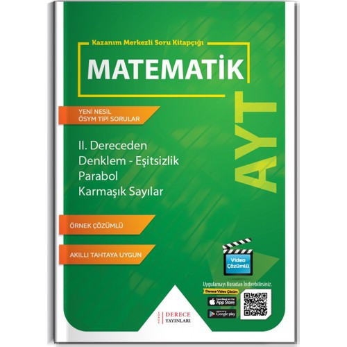 Derece Yayınları Ayt Matematik Iı.Dereceden Denklem - Eşitsizlik - Parabol - Karmaşık Sayılar