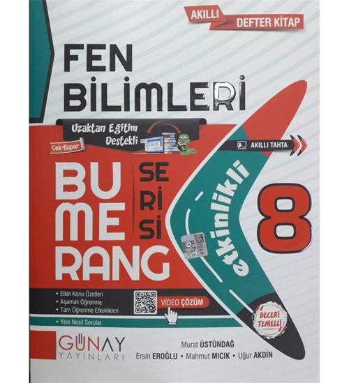 Günay Yayınları 8. Sınıf Fen Bilimleri Bumerang Etkinlikli Defter
