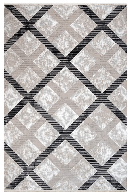 Sierra Gri Geometrik Etnik Modern Desenli Hav Vermeyen Leke Tutmayan Kolay Temizlenen Yumuşak Makine Salon Yolluk Mutfak Halı