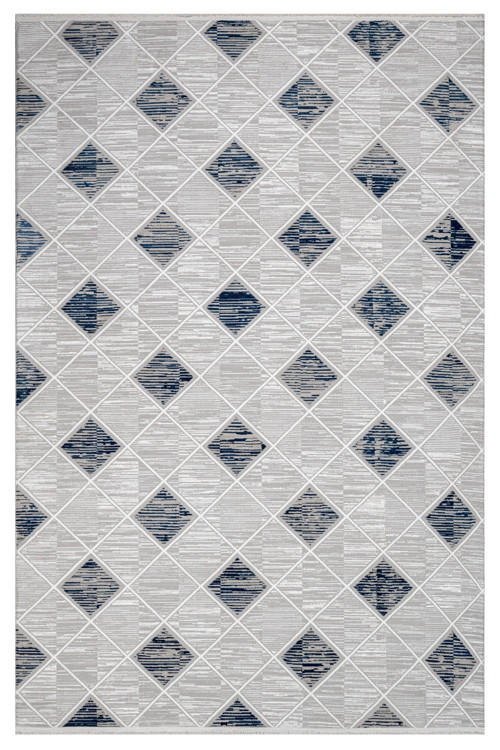 Carolina Gri Geometrik Etnik Modern Desenli Hav Vermeyen Leke Tutmayan Kolay Temizlenen Yumuşak Makine Salon Yolluk Mutfak Halı