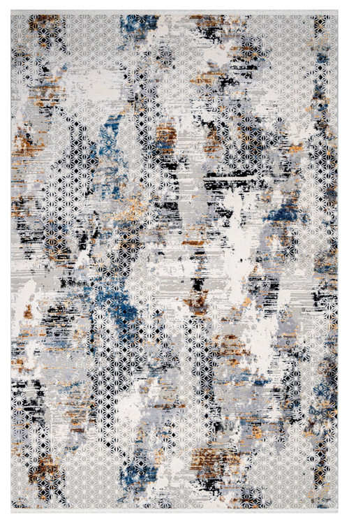 Aisha Gri Modern Etnik Desenli Viskon Hav Vermeyen Leke Tutmayan Kolay Temizlenen Yumuşak Makine Salon Yolluk Mutfak Halı
