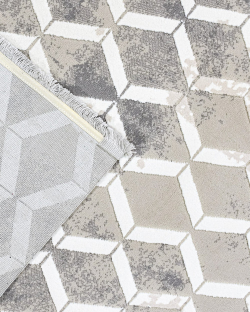 Blair Gri Geometrik Etnik Modern Desenli Poliproplen Hav Vermeyen Leke Tutmayan Kolay Temizlenen Yumuşak Makine Salon Yolluk Mutfak Halı