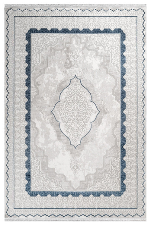 Rima Klasik Gri Akrilik Dikdörtgen Modern Desenli Akrilik Hav Vermeyen Leke Tutmayan Kolay Temizlenen Yumuşak Makine Salon Yolluk Mutfak Halı
