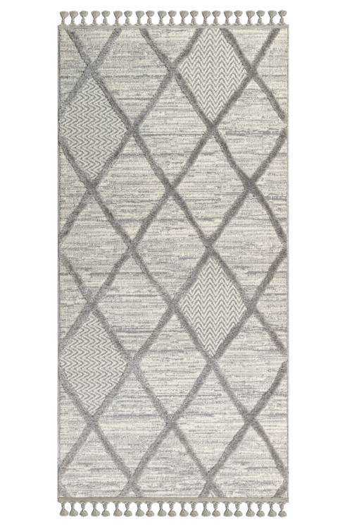 Chitrakoot Geometrik Gri Polyester Dikdörtgen Modern Desenli Akrilik Hav Vermeyen Leke Tutmayan Kolay Temizlenen Yumuşak Makine Salon Yolluk Mutfak Halı
