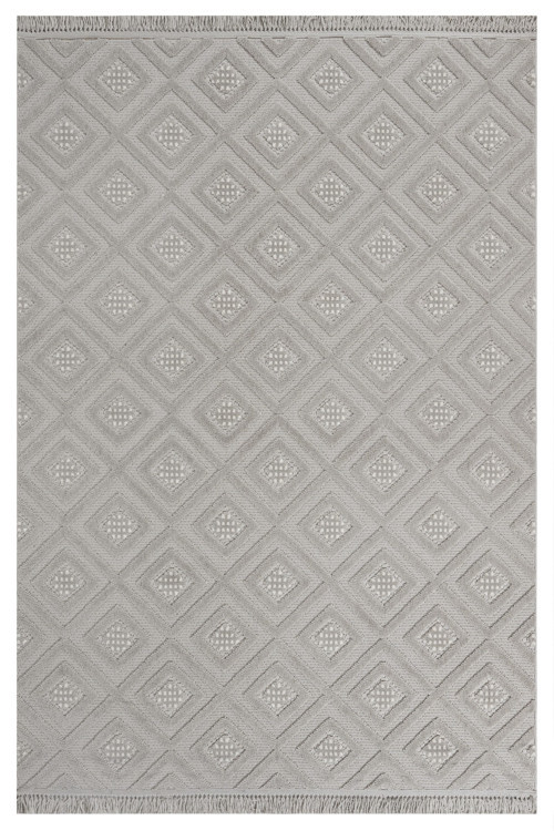 Mignonette Geometrik Gri Pamuk Dikdörtgen Modern Desenli Akrilik Hav Vermeyen Leke Tutmayan Kolay Temizlenen Yumuşak Makine Salon Yolluk Mutfak Halı