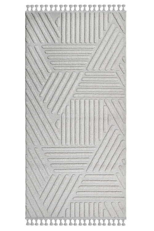 Barabanki Modern Gri Polyester Dikdörtgen Modern Desenli Akrilik Hav Vermeyen Leke Tutmayan Kolay Temizlenen Yumuşak Makine Salon Yolluk Mutfak Halı