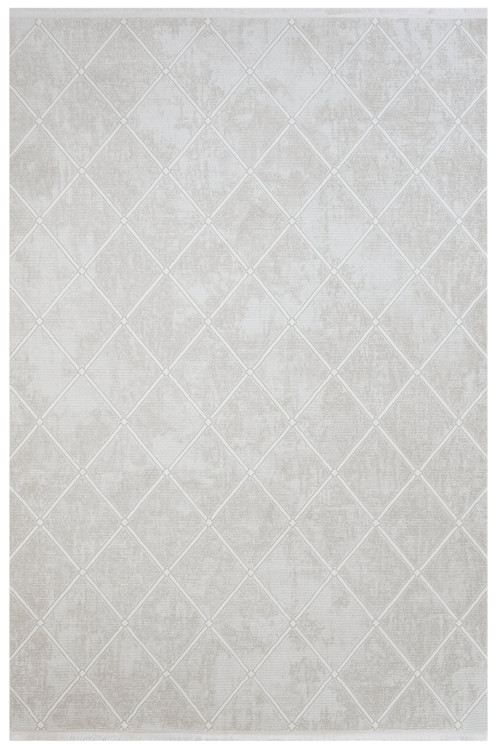 Bodin Geometrik Krem Polyester Dikdörtgen Modern Desenli Akrilik Hav Vermeyen Leke Tutmayan Kolay Temizlenen Yumuşak Makine Salon Yolluk Mutfak Halı