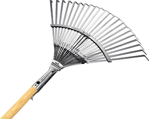 53733 Ahşap Saplı Metal Çim ve Yaprak Tırmığı