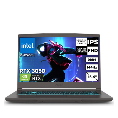 Thin 15 i5-12450H 48GB 256 GB SSD 4GB RTX3050 15.6" 144Hz FHD FreeDos Gaming Laptop B12UC-1478XTRAT21