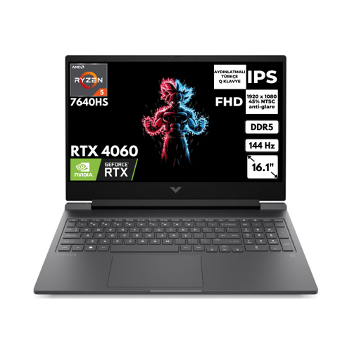 Victus 16-S0023NT Ryzen 5 7640HS 32 GB 256 GB SSD 8GB RTX4060 16.1" 144Hz FHD FreeDos Gaming Laptop 7Z4N1EAAT11