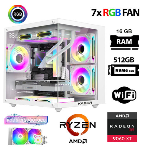 Eco X10 Ryzen 7 5700x 16GB Ram 512GB M.2 NVMe SSD 16GB RX9060 XT Sıvı Soğutmalı Hazır Oyuncu Sistemi