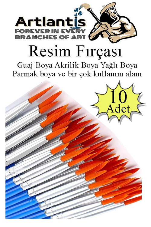 Resim Fırçası 10 Adet Ekonomik Sentetik Fırça Suluboya Akrilik Boya Guaj Boya Yağlı Boya Resim Boyama