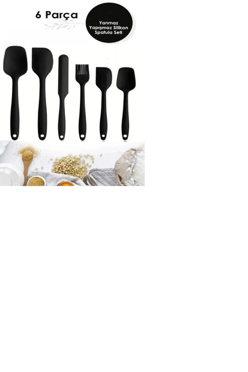 B&R Gerecleri Reishome 6'Lı Silikon Yanmaz Spatula Seti Yapışmaz Spatula, Fırça Ve Pasta Sıvama Bıçağı Seti