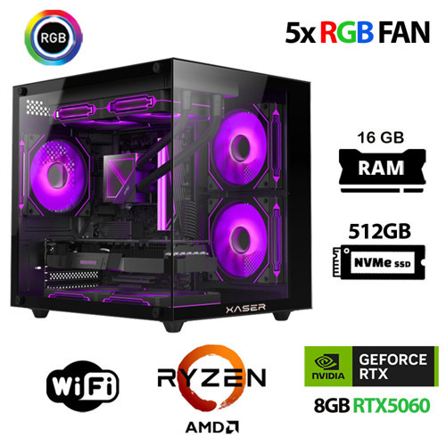 Eco X270 Ryzen 5 5600 16GB Ram 512GB M.2 NVMe SSD 8GB RTX5060 Oyuncu Masaüstü Bilgisayarı