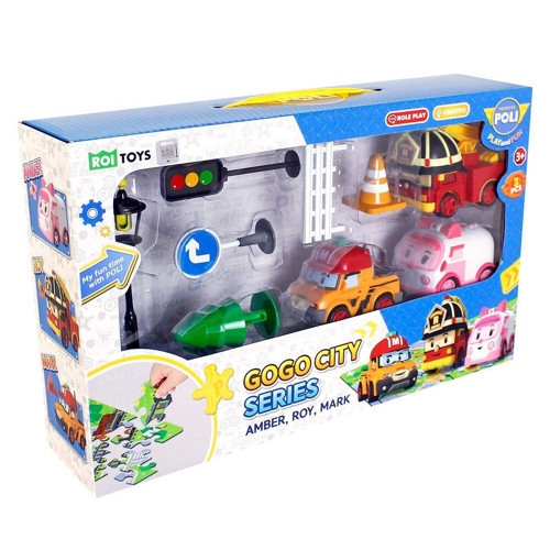 POLI ZR-913 Robocar Poli Gogo City Seri Ambar,Roy,Mark Oyun Seti Kız Erkek Çocuk Oyuncak Eğitici Oyu