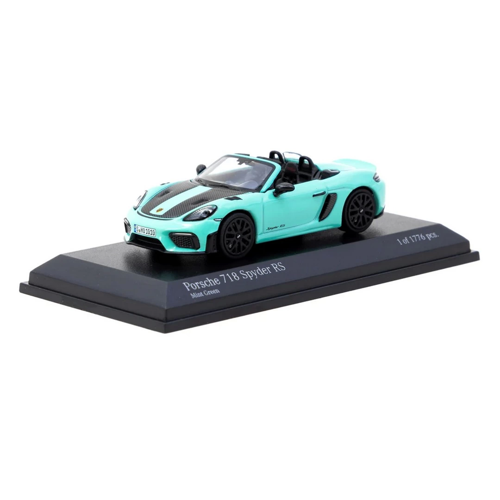 Tarmac Works x Minichamps 1/64 Porsche 718 Spyder RS Mint Green Kız Erkek Çocuk Oyuncak Eğitici Oyun