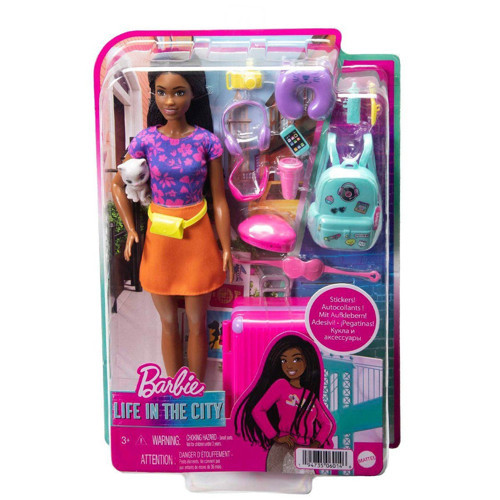 HGX55 Barbie Brooklyn Seyahatte Bebeği ve Aksesuarları Kız Erkek Çocuk Oyuncak Eğitici Oyuncaklar
