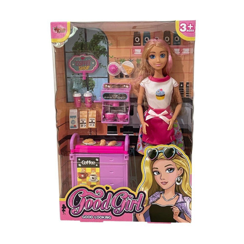 WG66748 Vardem Kutulu Kafe İşleten Bebek Set 11,5 inç Kız Erkek Çocuk Oyuncak Eğitici Oyuncaklar