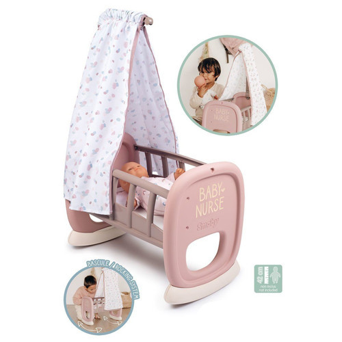 7600220373 Smoby Baby Nurse Oyuncak Bebek için Sallanan Beşik Oyun Seti +18 ay Kız Erkek Çocuk Oyunc