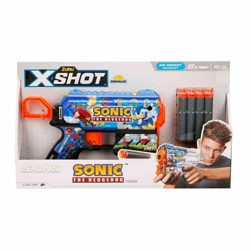 36648 X-Shot Skins Flux Sonic The Hedgehog 8 Mermili Sünger Dart Atan Silah 21cm Kız Erkek Çocuk Oyu