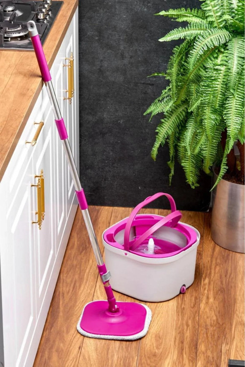 Çift Kovalı Otomatik Mop Temizlik Seti | Temiz & Kirli Su Ayrışmalı, Kendini Sıkan Mikrofiber Paspas
