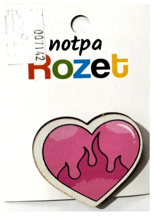 Rozet Ahşap Pembe Kalp - 3 adet