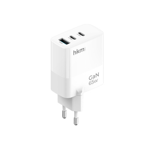 GaN MULTI 65W USB-A ve 2*Type-C Üç Portlu Hızlı Şarj Aleti, Güç Adaptörü, Beyaz