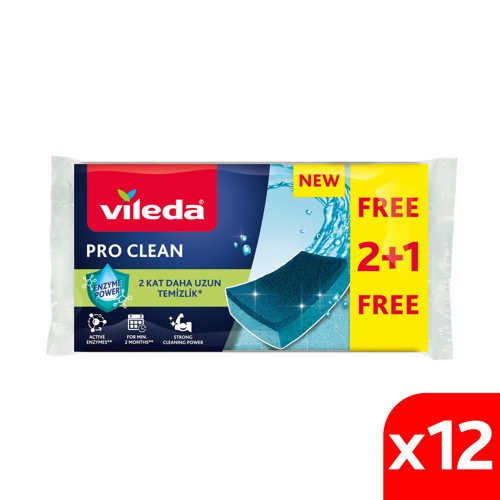 12 Paket 3'lü Pro Clean Oluklu Bulaşık Süngeri