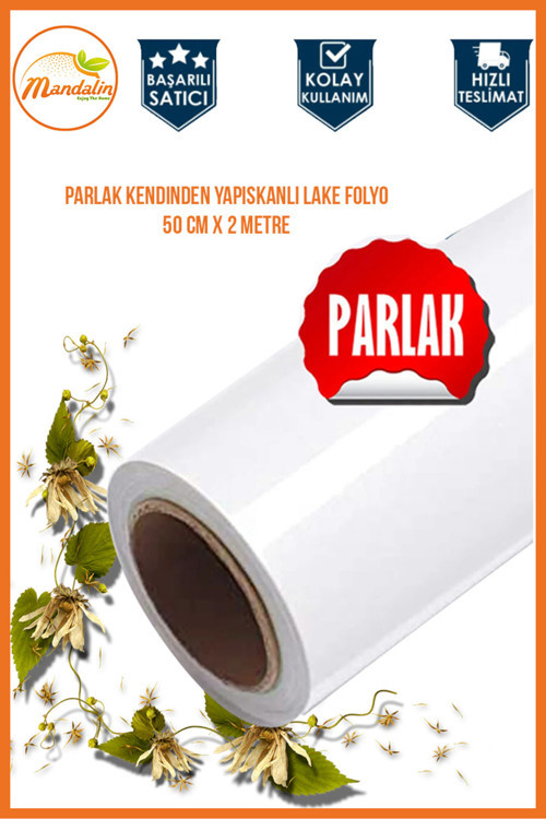 Parlak Yapışkanlı Folyo - 50Cm X 2 Metre Beyaz Eşya Ve Dolap Kaplama Folyosu- Kendinden Yapışkanlı