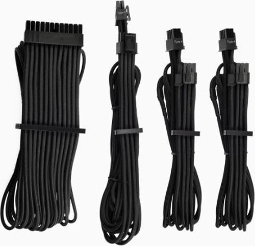 CORSAIR CP-892024 Premium Bireysel Kılıflı PSU Kabloları Başlangıç ​​Kiti Tip 4 Gen 4 – Siyah
