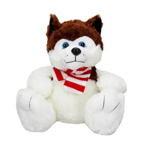 Eğitici Oyuncak Sunman Oturan Husky Atkılı Peluş Köpek 30cm Kız Erkek Çocuk Eğitici Eğitici Oyun