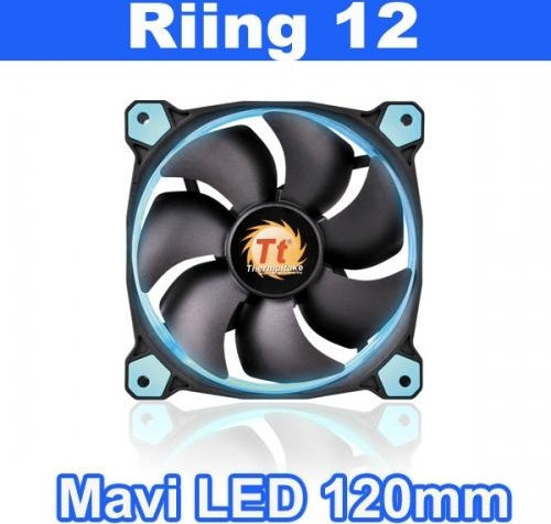 Riing 120mm Mavi Halka Ledli Titreşimsiz Kasa ve Radyatör Fan
