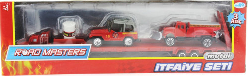 Eğlenceli Oyuncak Die Cast Metal Tırlı ve Küreme Kamyonlu İtfaiye Seti Kız Erkek Çocuk Eğitici Eği