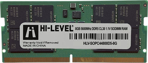 HI-LEVEL 8GB DDR5 5600MHZ CL38 NOTEBOOK RAM HLV-SOPC44800D5-8G