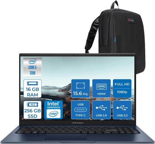 Vivobook X1504VA 15 1.nesil Core 5 120U-16GB-256GB SSD Fhd 15.6inc-Freedos Taşınabilir Bilgisayar ZNJ2861F01+ZETTAÇANTA