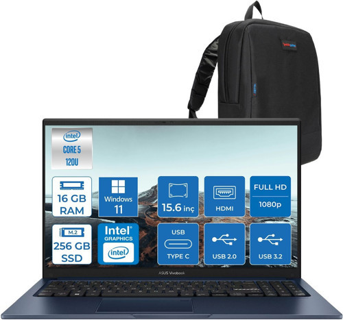 Vivobook X1504VA 15 1.nesil Core 5 120U-16GB-256GB SSD Fhd 15.6INC-Windows 11 Home Taşınabilir Bilgisayar ZNJ2861H01+ZETTAÇANTA