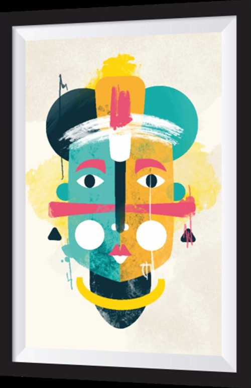 Afrika Mask -3 Sanatsal Çerçeve Görünümlü Ahşap Tablo 20x30