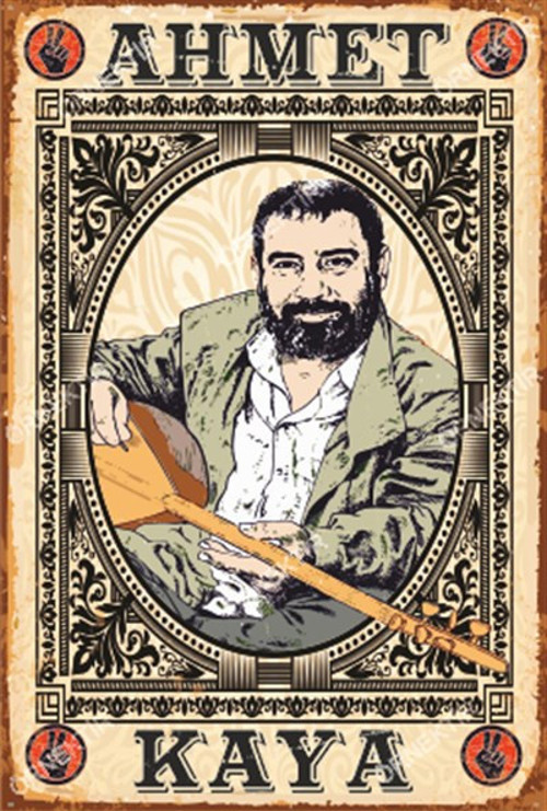 Ahmet Kaya Bağlamasıyla Retro Ahşap Poster 20x30