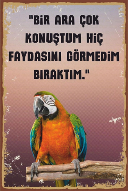 Çok Konuşma Komik Sözler Retro Ahşap Poster 20x30